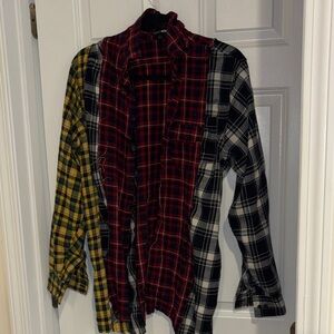 Fashion nova Multi-Panel Plaid Cotton Shirt - Red, Black, Yellow